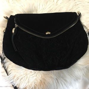 USED Juicy Couture Black Velour Crossbody Bag